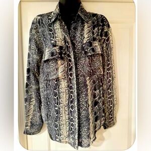 Vintage Havana Silky Snakeskin Button Down Top, Size Medium